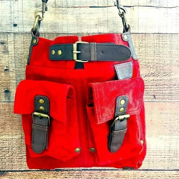 Mo & Co Red Suede Crossbody - Picture 3 of 13